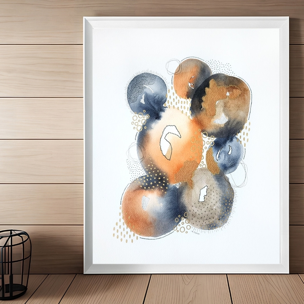 Original 11 inch by 14 inch Abstract Mixed Media Artwork - "The Elements"